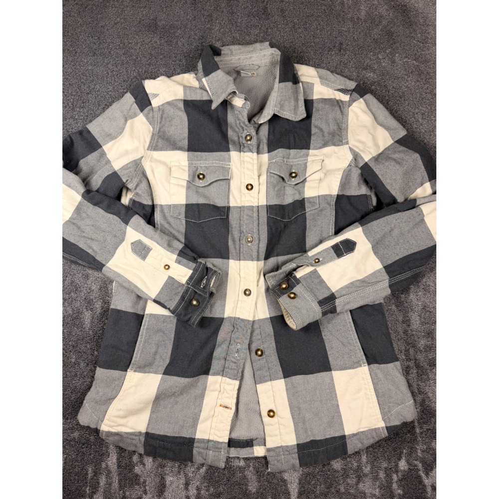 Carhartt Womens Grey Buffalo Plaid Fleece Lined Flannel Shirt Small 102782 103